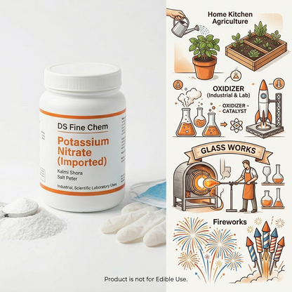 DS Fine Chem POTASSIUM NITRATE | 1 Kg | Super Saver Pack | Jar Packing, Spoon, Gloves and Mask inside