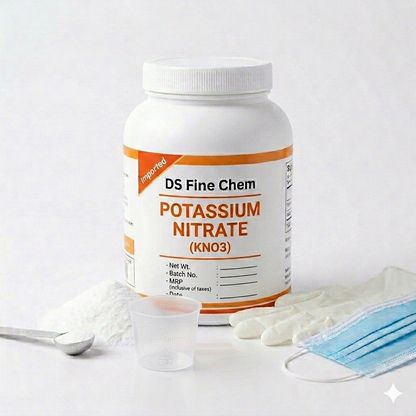 DS Fine Chem POTASSIUM NITRATE | 1 Kg | Super Saver Pack | Jar Packing, Spoon, Gloves and Mask inside